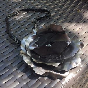 Grey and black flower headband